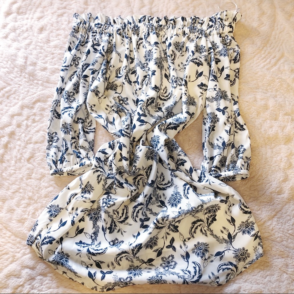 Banana Republic Blue Paisley Strapless